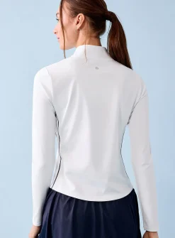 Contrast-trim mock-neck golf top