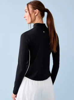 Contrast-trim mock-neck golf top