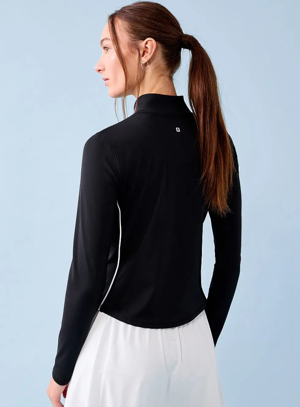 Contrast-trim mock-neck golf top