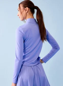 Contrast-trim mock-neck golf top