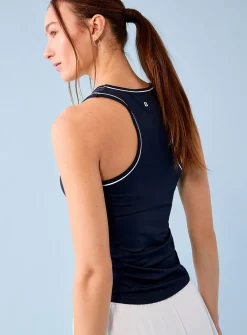Contrast-trim racerback golf tank top
