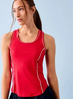 Contrast-trim racerback golf tank top