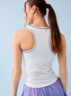 Contrast-trim racerback golf tank top