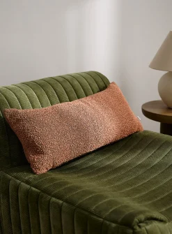 Copper-brown bouclé removable-cover cushion