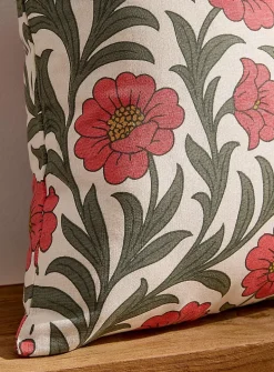 Coral flowers linen-blend removable-cover cushion