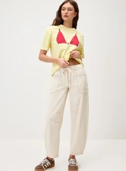 Cord waist barrel jean