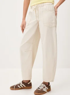 Cord waist barrel jean