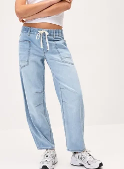 Cord waist barrel jean