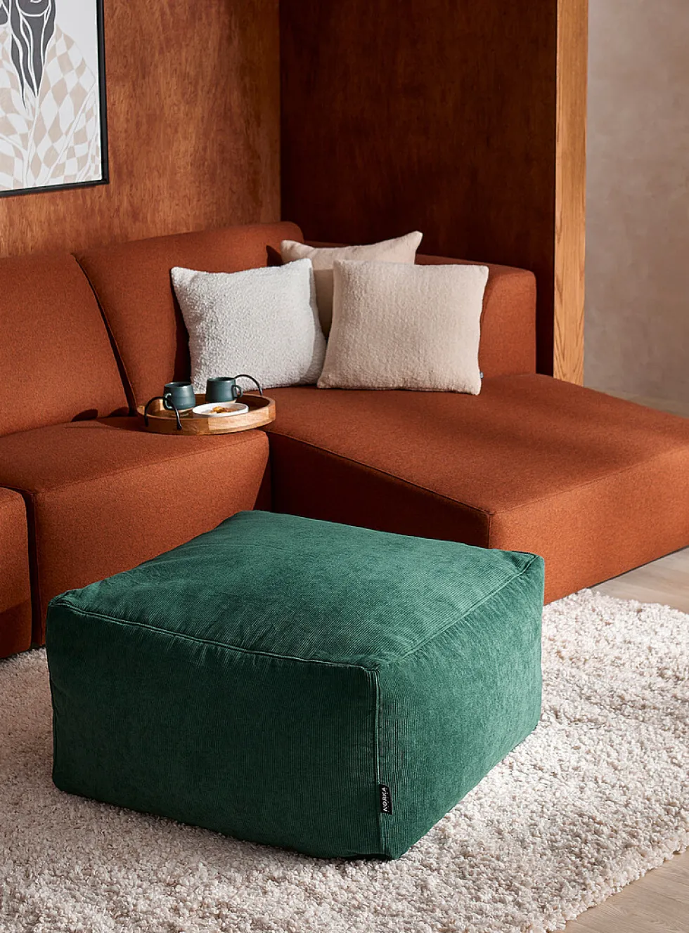 Corduroy oversized square pouf