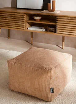 Corduroy square pouf