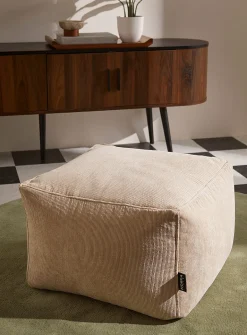 Corduroy square pouf