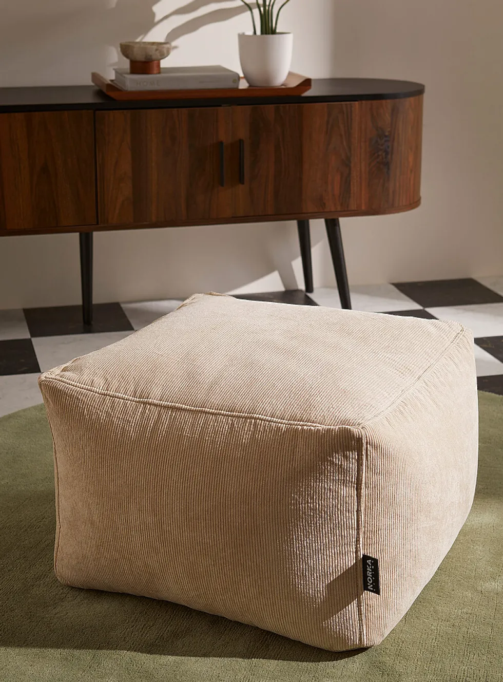 Corduroy square pouf