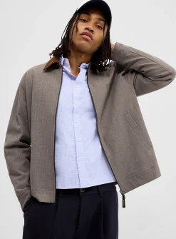Corduroy-collar Oxford jacket