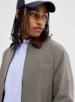 Corduroy-collar Oxford jacket