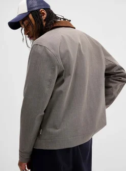 Corduroy-collar Oxford jacket