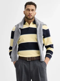 Corn-accent striped rugby polo