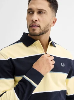 Corn-accent striped rugby polo
