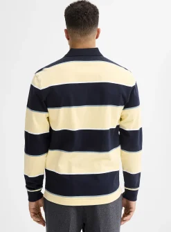 Corn-accent striped rugby polo