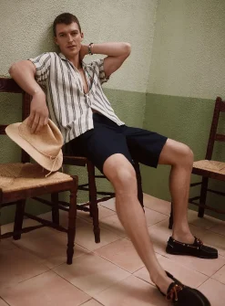 Cotton-linen Bermudas