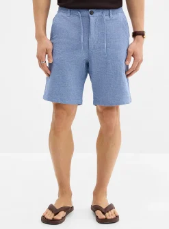 Cotton-linen jacquard Bermudas