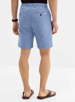 Cotton-linen jacquard Bermudas