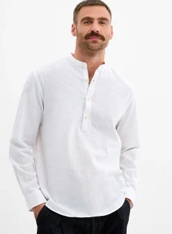 Cotton-linen pull-on shirt