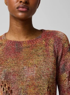 Cotton-paper blend distressed sweater