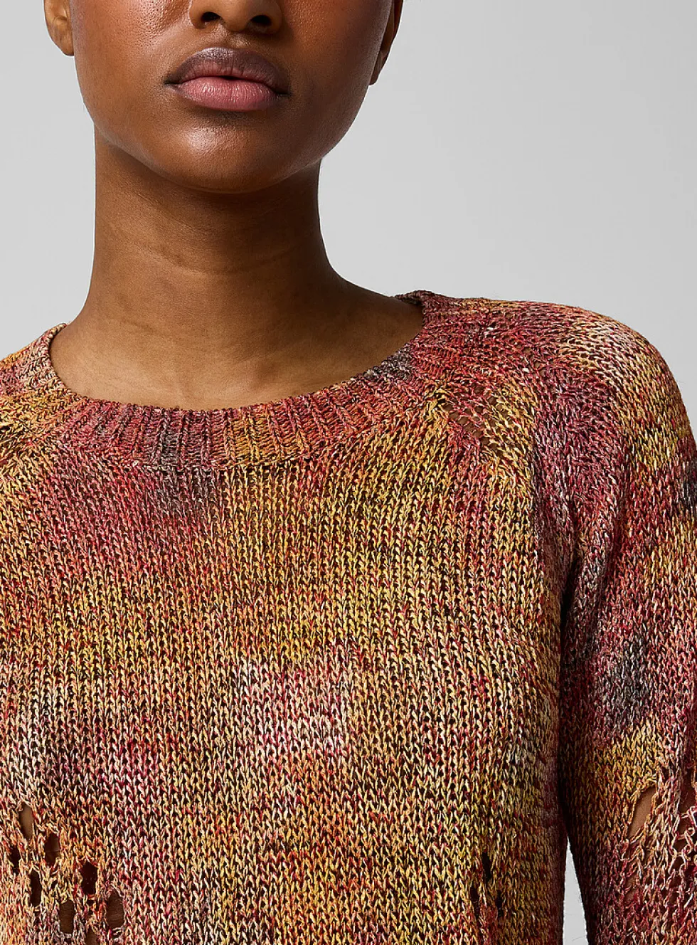 Cotton-paper blend distressed sweater