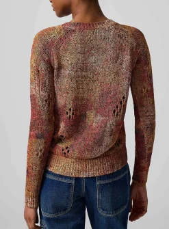 Cotton-paper blend distressed sweater