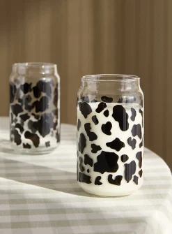 Cow print iced coffee glasses