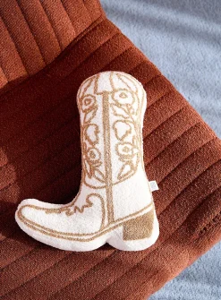 Cowboy boot high-pile fleece cushion