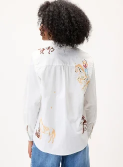 Cowgirl embroidery loose shirt
