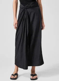 Crackled-texture sarong skirt