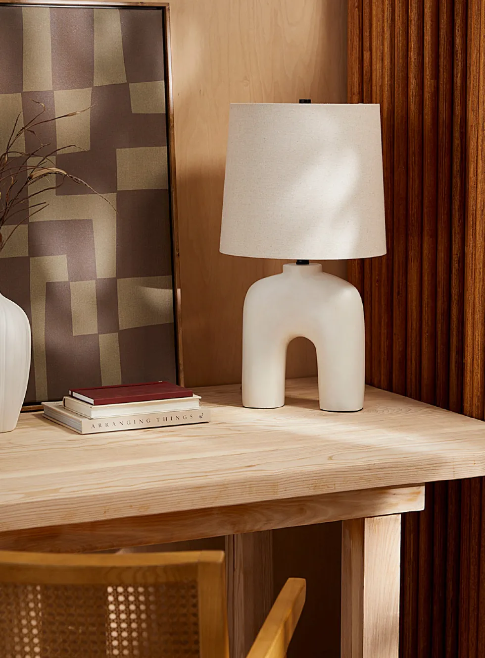 Cream arch table lamp
