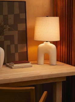Cream arch table lamp