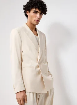 Cream double-breasted blazer