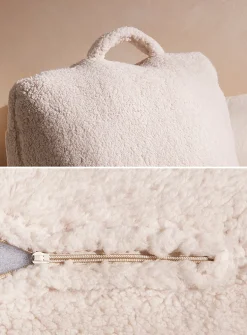 Cream high-pile fleece reading cushion
