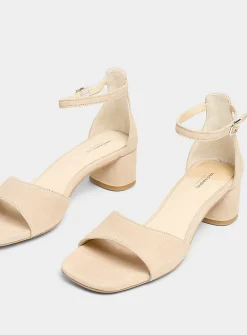 Cream leather Piper block-heel sandal