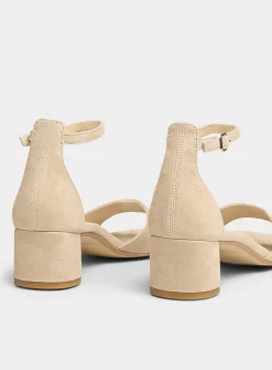 Cream leather Piper block-heel sandal
