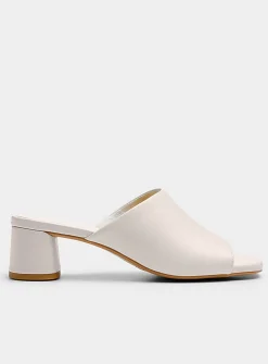 Cream leather Piper block-heel mule