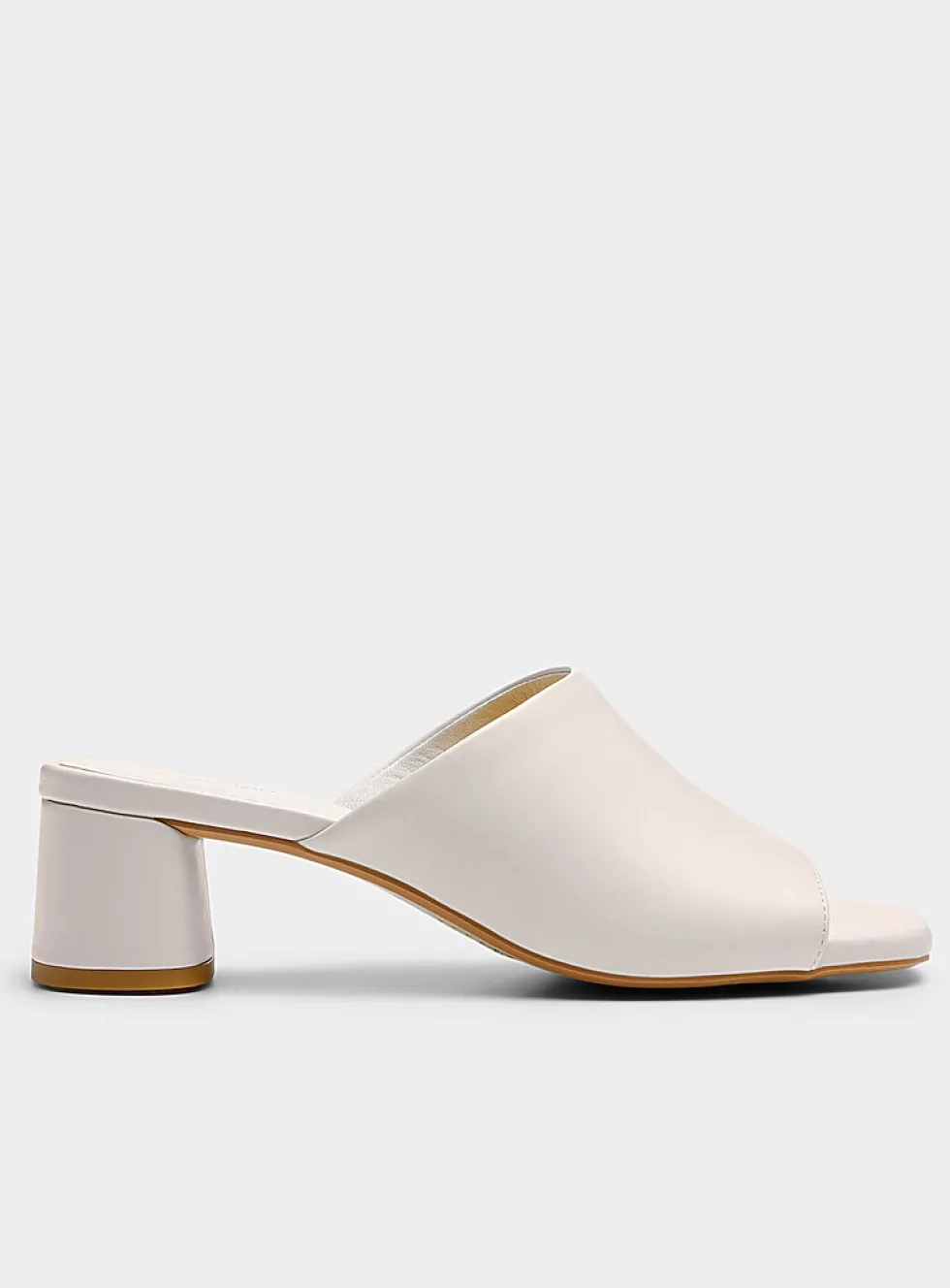 Cream leather Piper block-heel mule