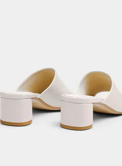 Cream leather Piper block-heel mule