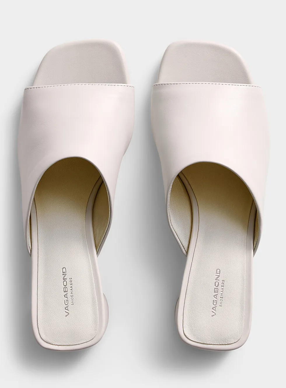 Cream leather Piper block-heel mule
