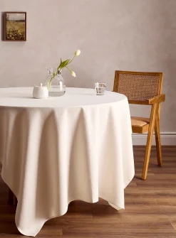 Cream textured tablecloth