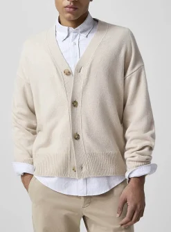 Cream-coloured 100% virgin wool cardigan