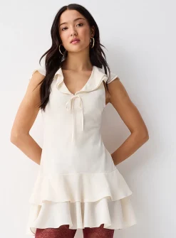 Crepe ruffle dress