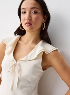 Crepe ruffle dress