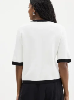 Crest buttons contrasting trim boxy-fit cardigan