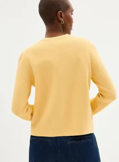 Crest buttons decorative pockets cardigan