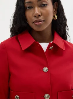 Crest buttons shirt-collar blazer